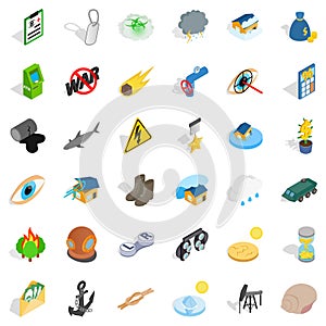 Unbearable icons set, isometric style