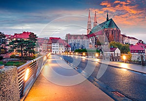 Unbelievable sunrise view of St Peter and PaulÃ¢â¬â¢s Church. Colorful autumn cityscape of Gorlitz, eastern Germany, Europe. photo