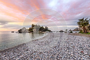 Unbelievable view of Isola Bella island and beach in Taormina