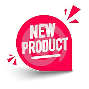 Vector Illustration Red New Product Bagde. Modern Web Banner Element photo