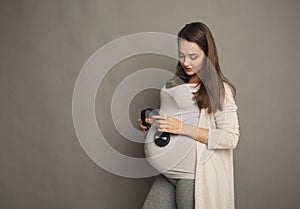 Unborn baby listening music in mother`s belly