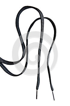 Unbound black shoe laces isolated on white background photo