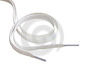 Unbound white shoe laces isolated on white