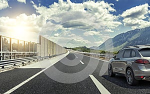 Unbranded car on the high-speed highway.