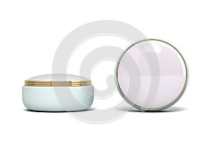 unbranded cream jar for presentation different view mockup 3d render on white