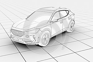 Unbranded generic wireframe city car on a wire platform