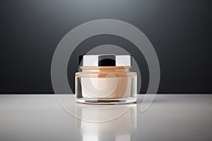 unbranded night skin cream jar against gray background