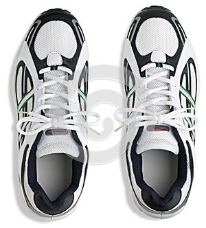 Unbranded pair of running shoes trainers on a whit photo
