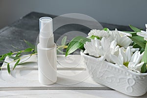 Unbranded white bottle of cosmetic product