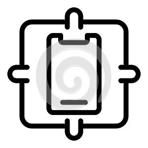 Unbreakable phone glass icon outline vector. Shielded safeguard mobile screen