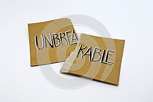 Unbreakable presentation card over white background