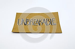 Unbreakable presentation card over white background