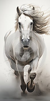Unbridled Beauty: A Stunning Portrait of a White Horse Racing Fr