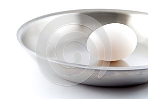 Unbroken Egg on a Pan photo