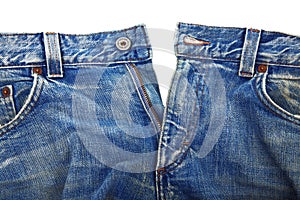 Unbuttoned blue jeans