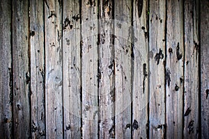 Uncared wooden fence with vignetting