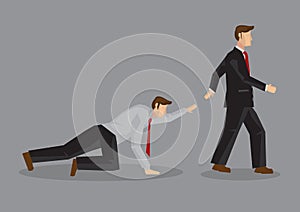 Uncaring Businessman to Others Calling for Help Cartoon Vector I photo
