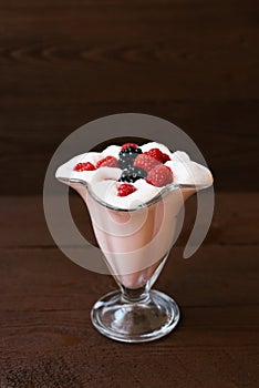 Unch or dinner milkshake with fresh raspberries and brownberries