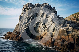 Unchanging Man sea rock. Generate Ai photo