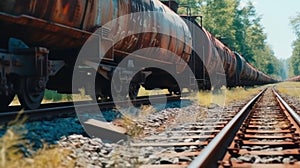 unclaimed rusty freight wagons derailed or on abandoned branches.