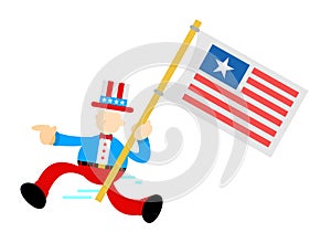 uncle sam america people and politic national flag cartoon doodle flat design vector illustration