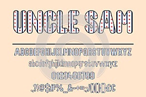 Uncle Sam with American Flag Color Font Set