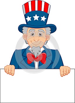 Uncle Sam cartoon and blank sign