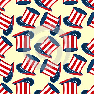 Uncle Sam hat seamless pattern.