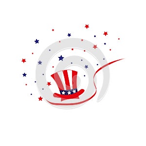 Uncle sam hat symbol of Presidents day. Isolated on white vector illustration
