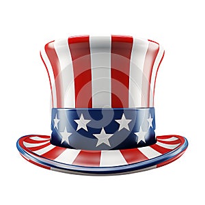 Uncle Sam hat US flag isolated on white transparent, USA national patriotic cap