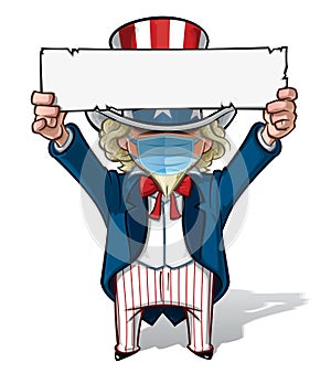 Uncle Sam Holding Up a Sign - Surgical Mask