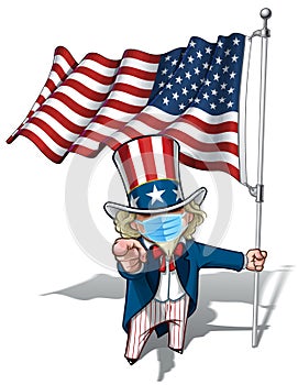 Uncle Sam I Want You - American Flag - Surgical Mask
