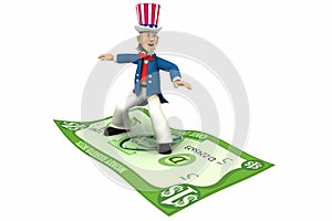 Uncle Sam riding money