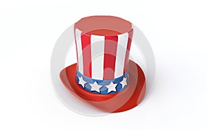 Uncle Sam`s hat on white background