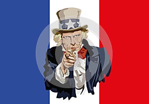 Uncle Sam symbolically designating the commercial threat of France.