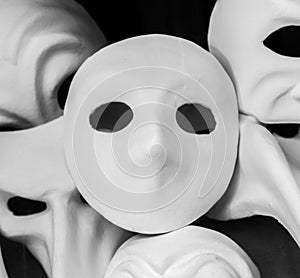 Uncolored and unpainted white mask. Traditional Venetian Masks for Carnival of Venice, Italy