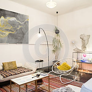 Uncommon interior design in living room photo
