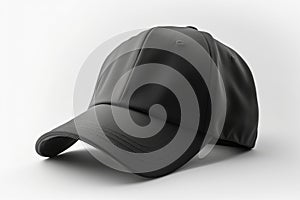Uncomplicated Design, Realistic Black Cap Mockup on White Background photo