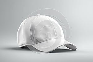 Uncomplicated Vision, Realistic White Cap Mockup on Light Gray Background photo