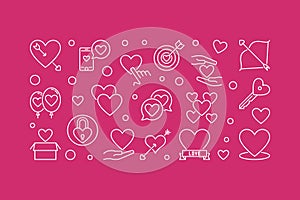 Unconditional love vector outline horizontal illustration