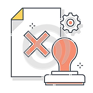 Unconfirmed stamp related color line vector icon, illustration photo