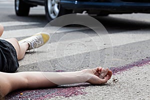 Unconscious woman at accident scene