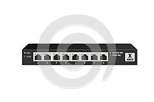 Uncontrollable Ethernet switch for home or office SOHO with 8 10/100 / 1000Base-T ports and LED indication.