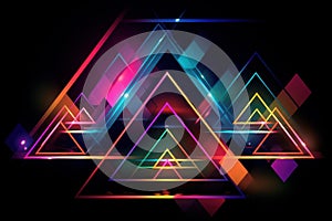 Unconventional Abstract neon geometric futuristic. Generate Ai