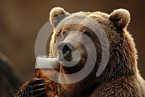 Unconventional Bear drinking beer. Generate AI