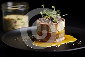 Unconventional dish of tuna parfait with mustard.