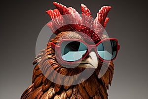 Unconventional Rooster in sunglasses. Generate Ai