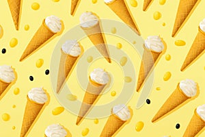 Unconventional Yellow ice cream food. Generate Ai photo