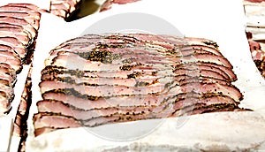 Bacon peppered uncooked deli style photo