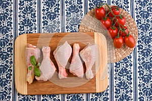 Uncooked chicken parts